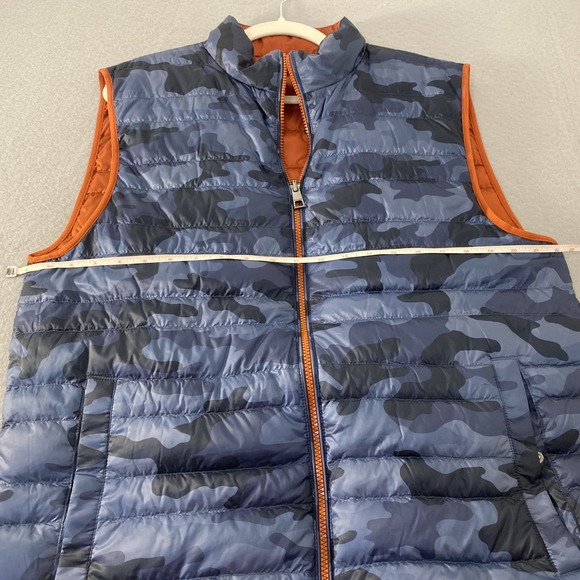 Michael Kors Mens Large Reversible Blue Camo & Orange Down Vest - Picture 9 of 11